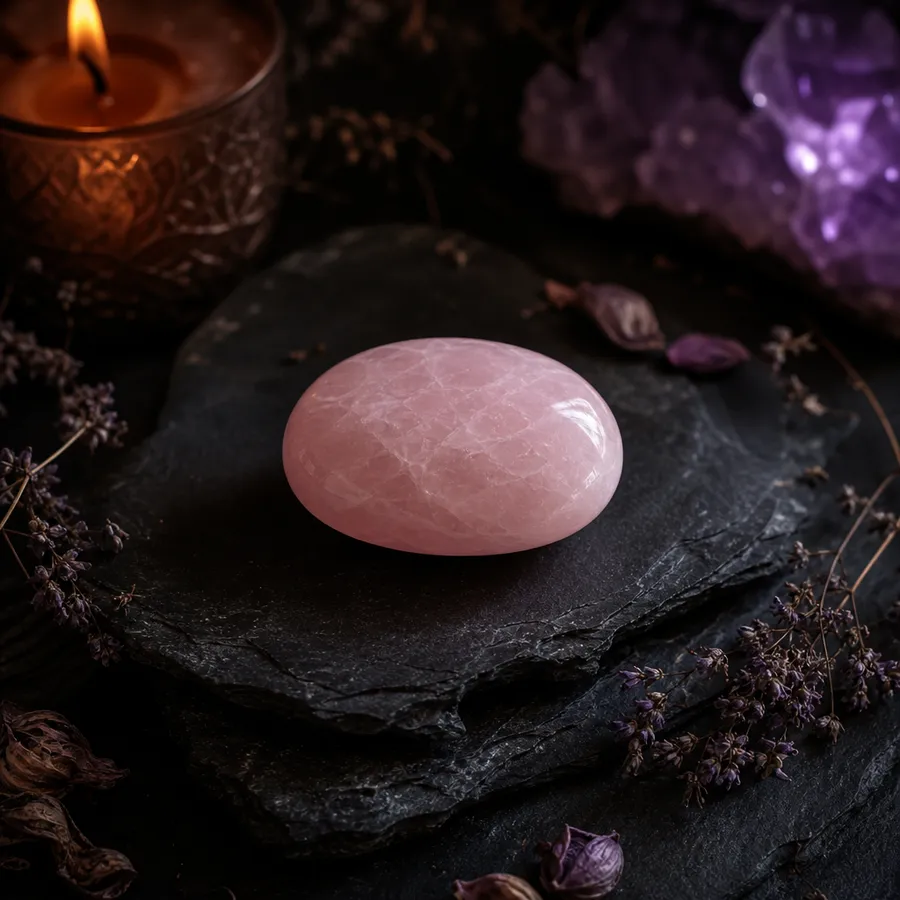Rose Quartz Palm Stone